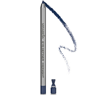 Mirabella Eye Definer in Midnight Shade packaging highlighting the retractable design and built-in sharpener on white background.