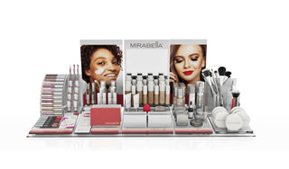 Mirabella Beauty Makeup Display for Salons, Spas & licensed professionals for quality, gluten free, talc free, gluten free bridal & wedding artist 