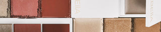 A banner image showcasing Mirabella Beauty's Pro Face Trios packaging and individual shades of cream and powders.