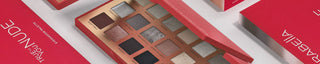 A banner image of Mirabella Beauty's True To You Nude Eyeshadow palette showing the shades inside and the red outer packaging.